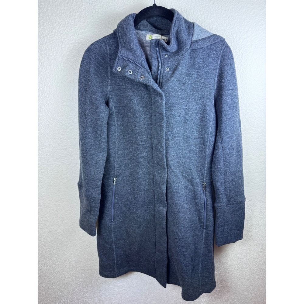 Dakini Wool Blend Hooded Longline Jacket Women Size Small Gray Zip Up Minimalist